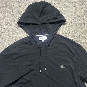 Lacoste Lightweight Hoodie Mens M Black Long Sleeve Kangaroo Pocket